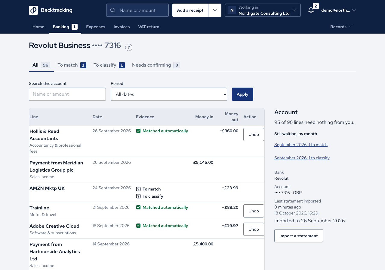 The Banking page at 1280